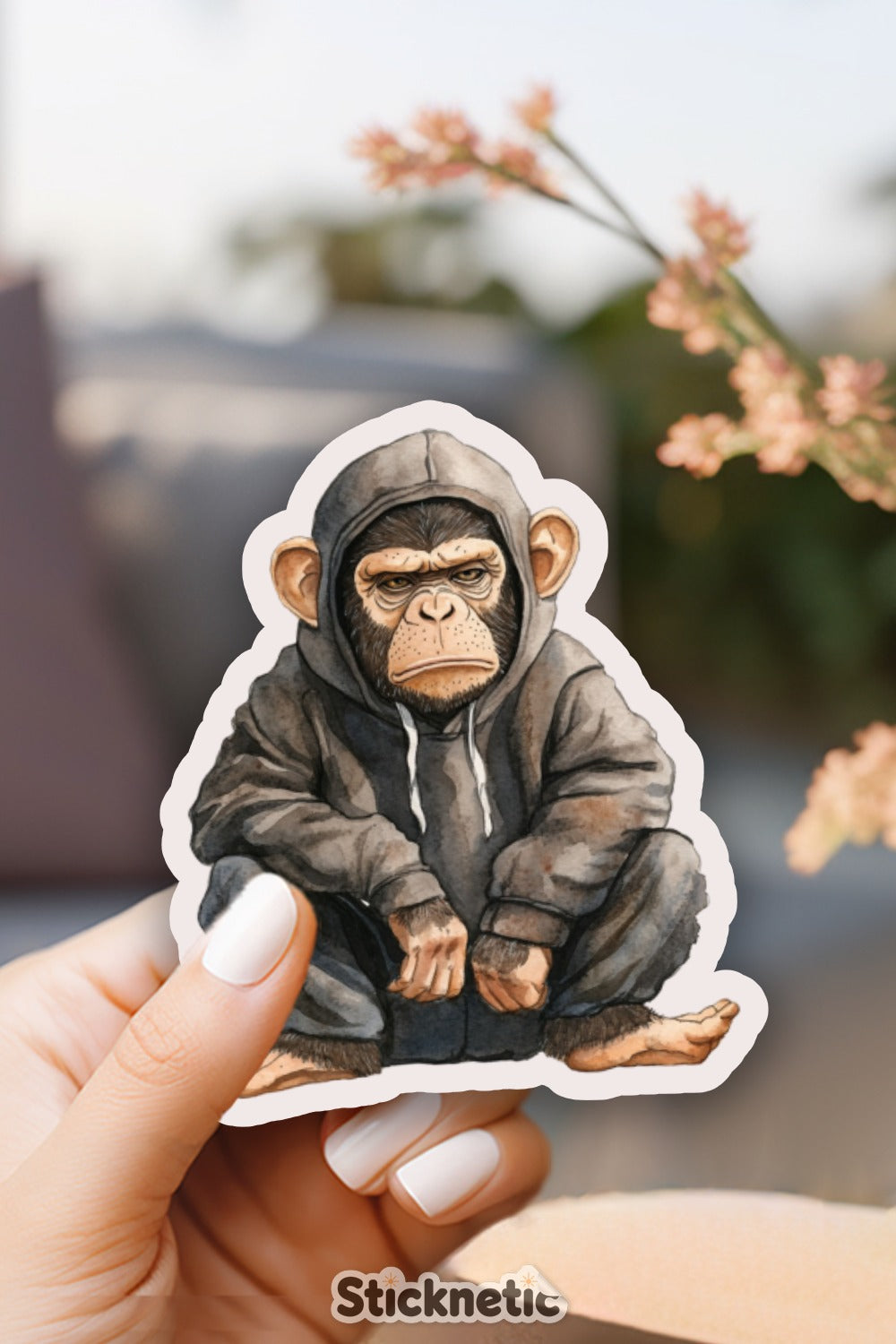 Hoodie Wearing Monkey Sticker Fun Vinyl Decal product