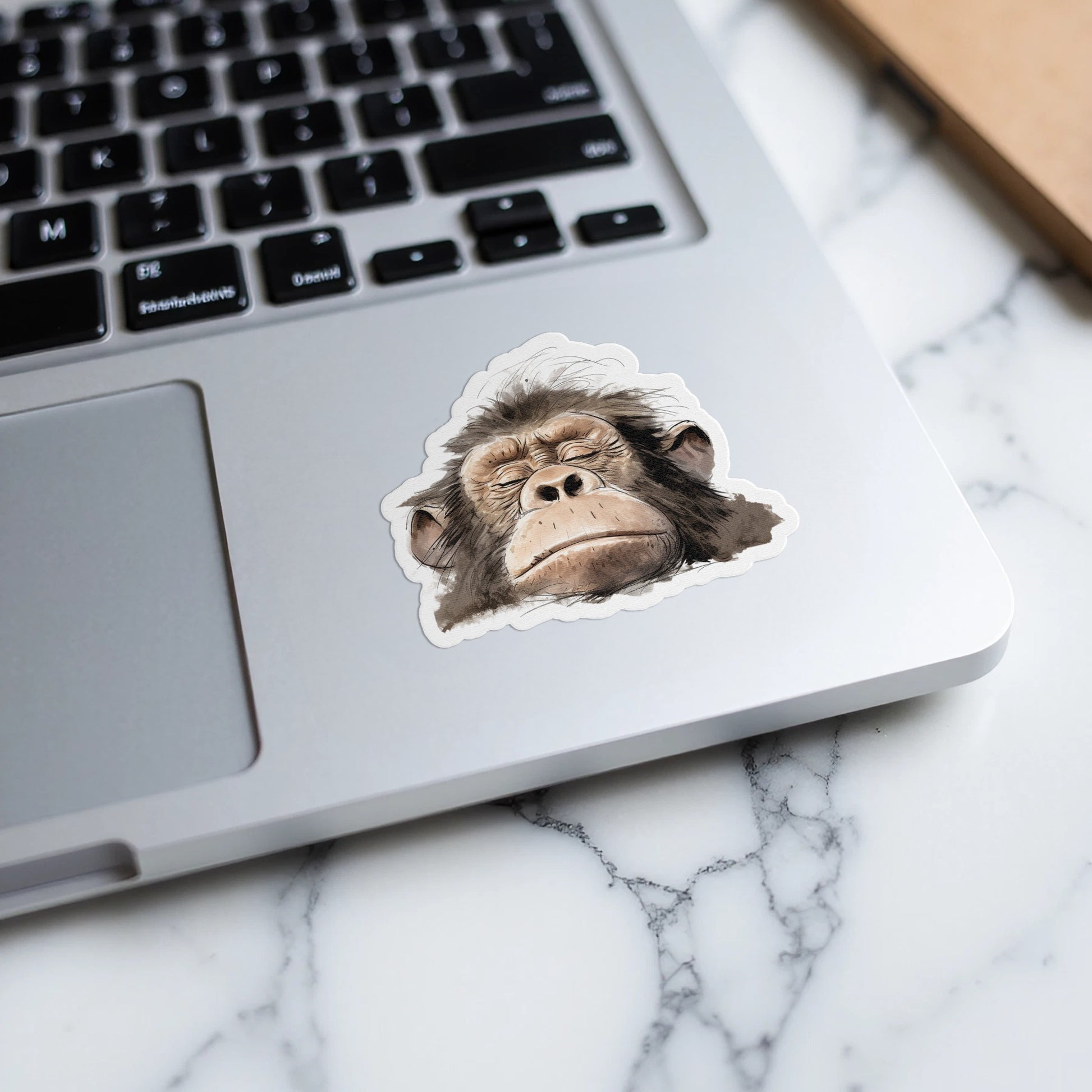 Funny Sleepy Chimpanzee Face Sticker Laptop product type