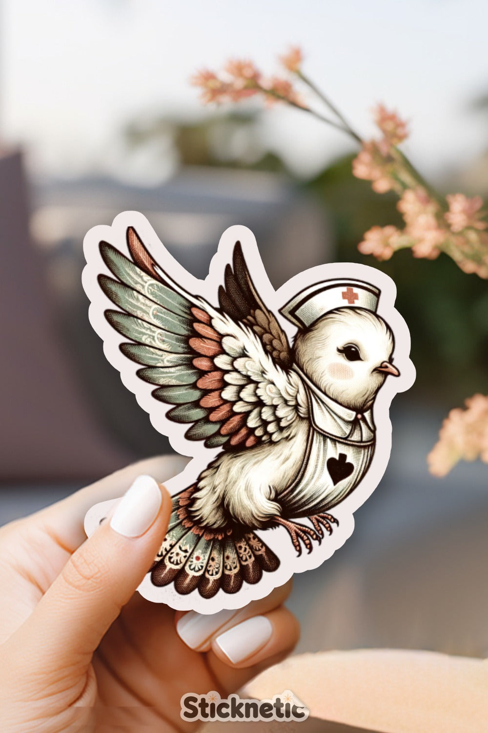 Nurse Bird Sticker, Cute Nursing Vinyl Decal, Waterproof Sticker for Laptop, Nurse Gift, Durable Bird Sticker with Nurse Hat
