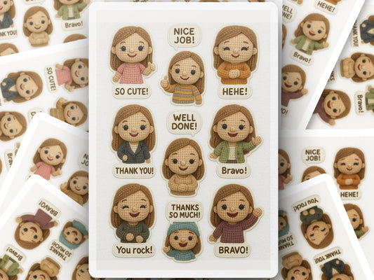 Cute Cartoon Character Stickers, Positive Message Label Pack, Thank You, Bravo, Well Done