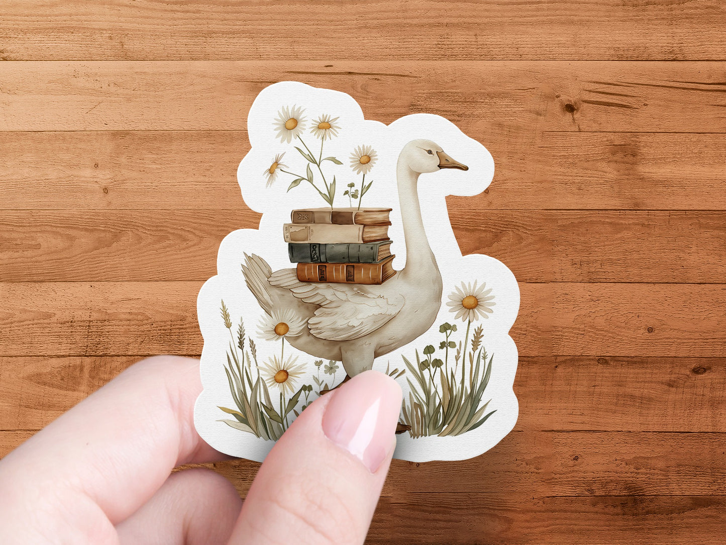 Goose Carrying Stack of Books Decorative Sticker product