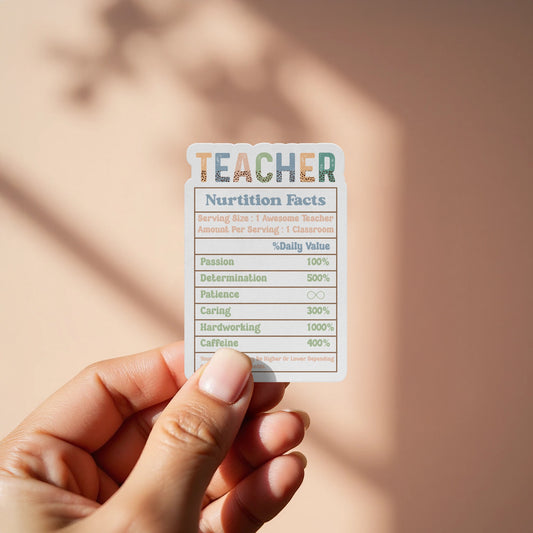 Teacher Nutrition Facts Fun Classroom Sticker product