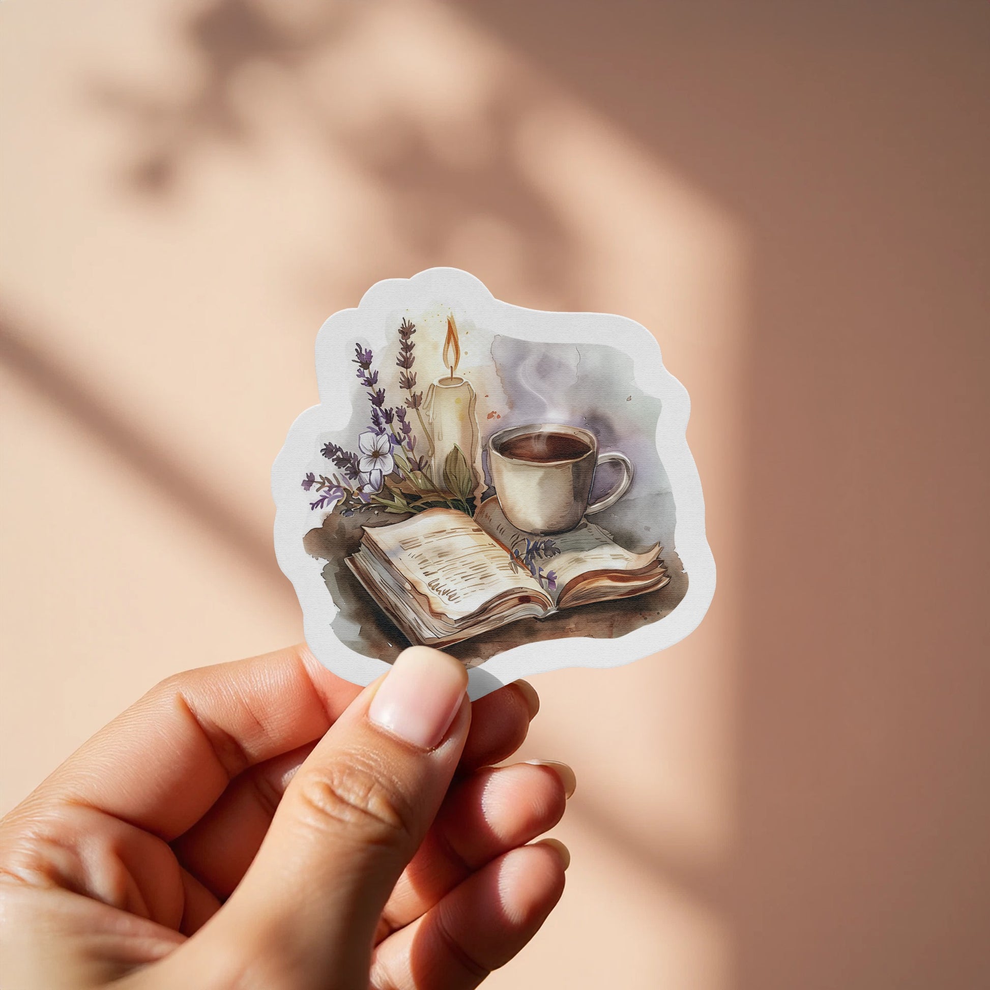 Cozy Book Candle Coffee Mug Sticker product type