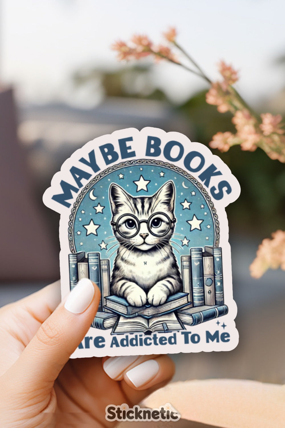Cute Cat With Glasses Maybe Books Sticker product