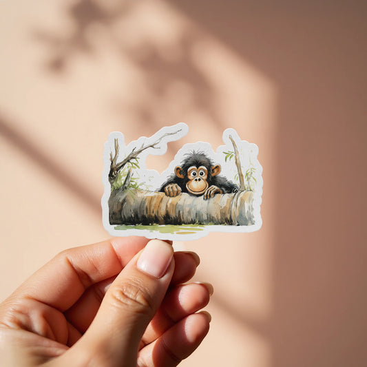 Cute Baby Chimpanzee Peeking Decorative Sticker product