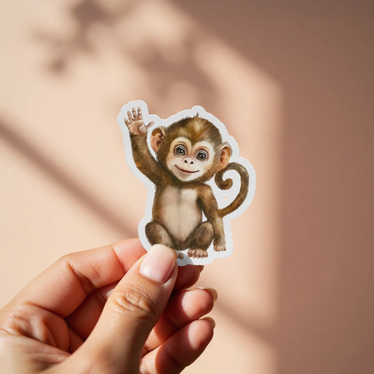 Adorable Baby Monkey Waving Hand Design Sticker product