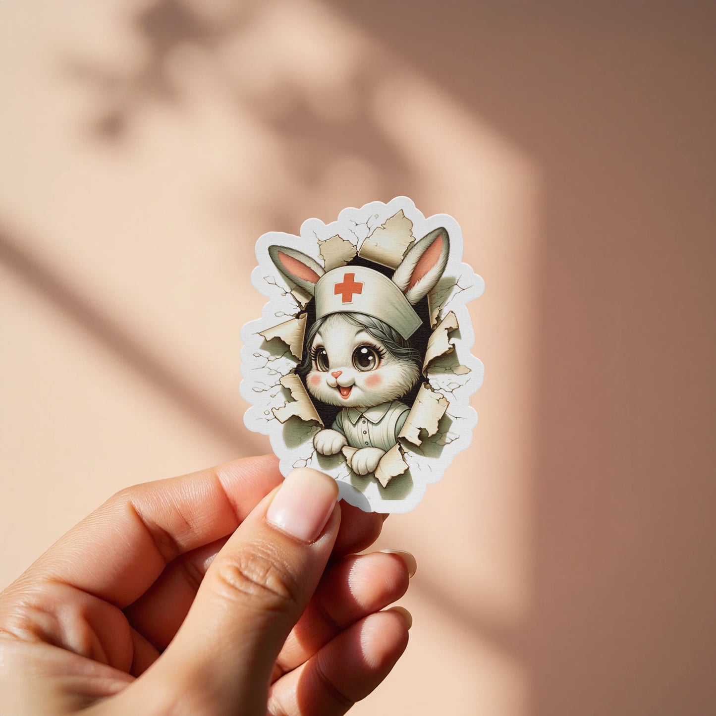 Cute Nurse Bunny Sticker, Adorable Rabbit Vinyl Decal, Kawaii Medical Themed Stationery, Gift for Nurse