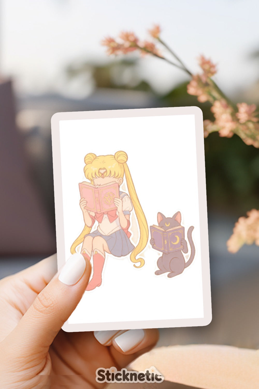 Sailor Moon Inspired Art Print, Anime Wall Decor, Cute Usagi and Luna Illustration, Collector's Item