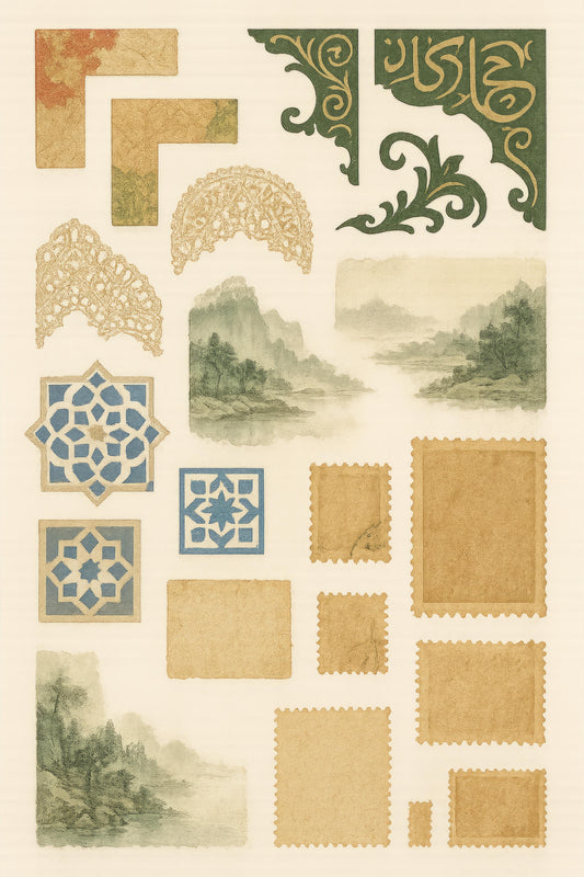 Vintage Style Decorative Paper Pack, Printed Collage Sheets, Antique Patterns, Craft Supplies, Scrapbooking Kit, Journaling Elements