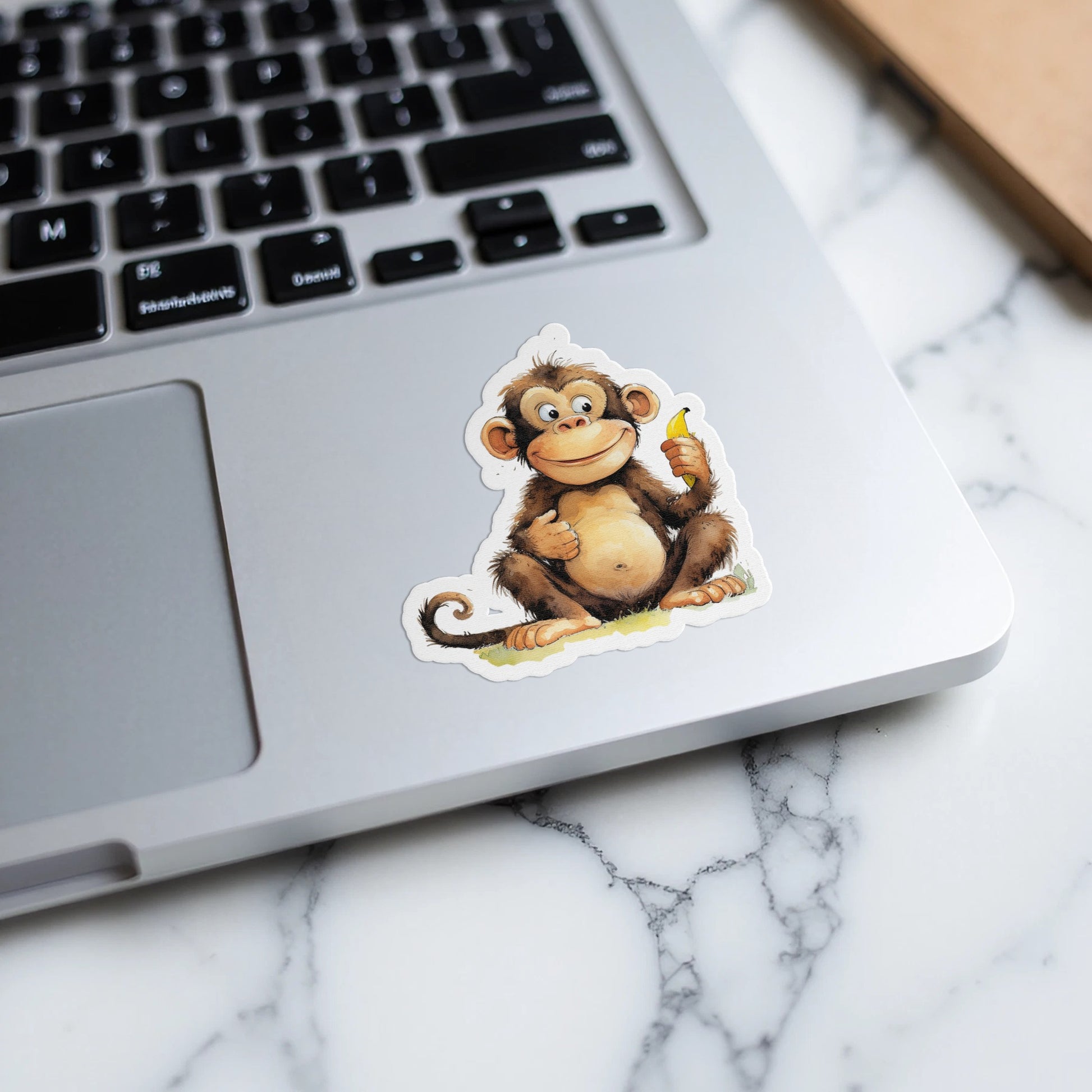 Cute Monkey Holding Banana Decorative Sticker product