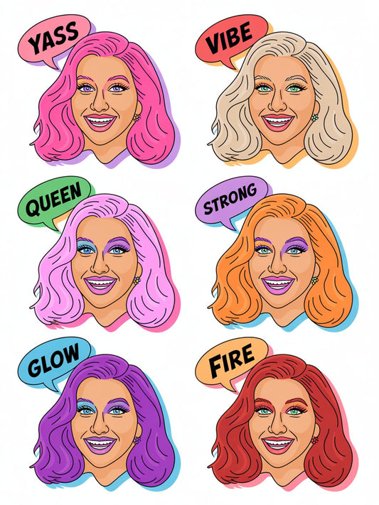 Pop Art Female Face Illustrations, Vibrant Colors, Feminist Quotes, Wall Art Decor Set