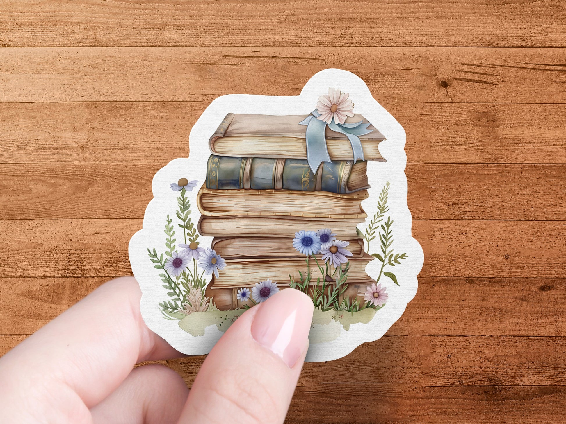 Vintage Books and Flowers Decorative Sticker product type