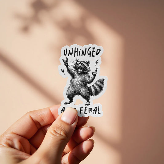 Unhinged Feral Raccoon Illustration Sticker product