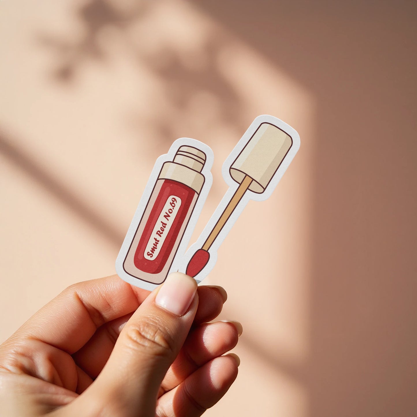 Hand Holding Cute Lip Gloss Design Sticker product