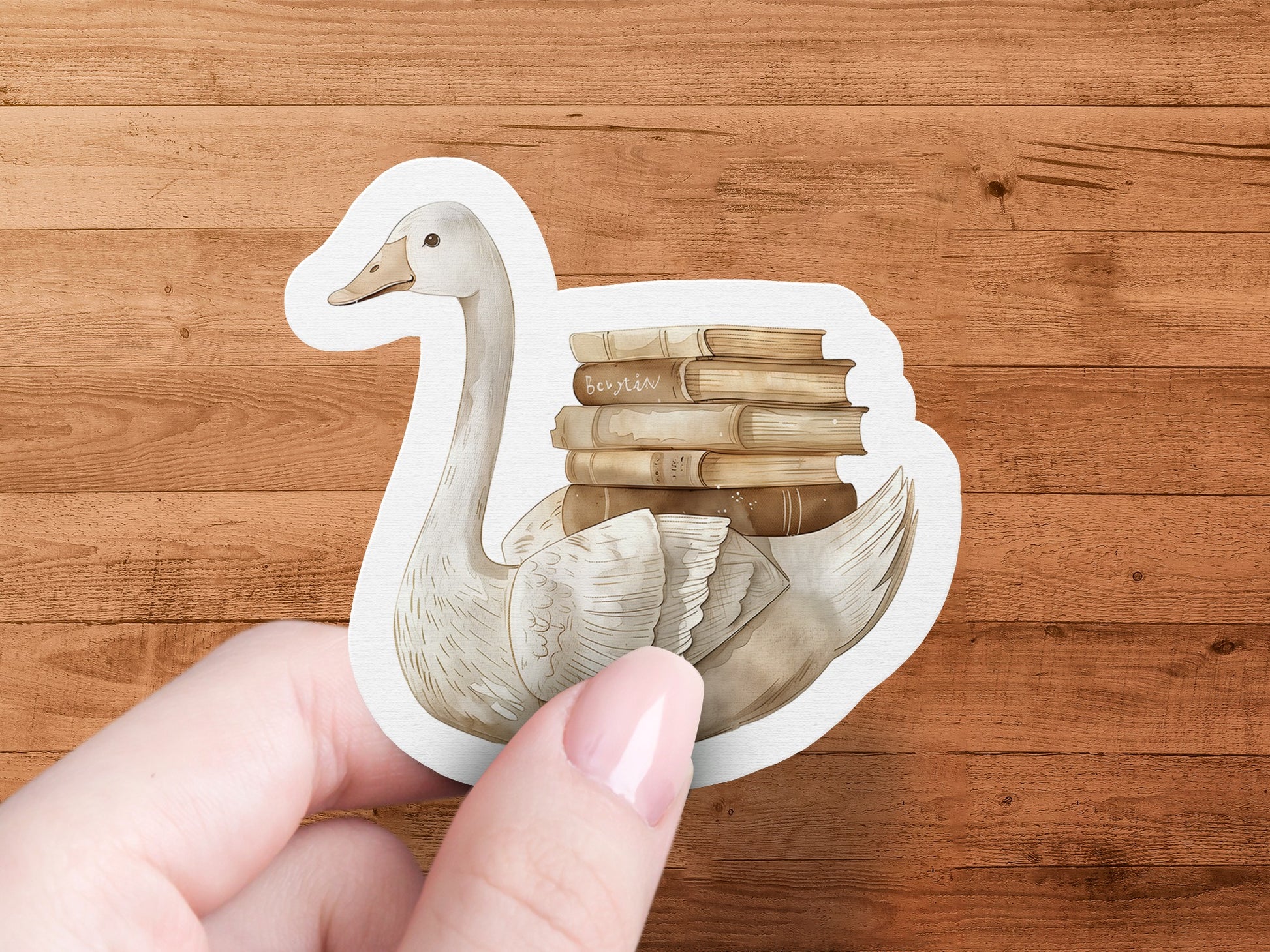 Cute Goose Carrying Books Illustration Sticker product type