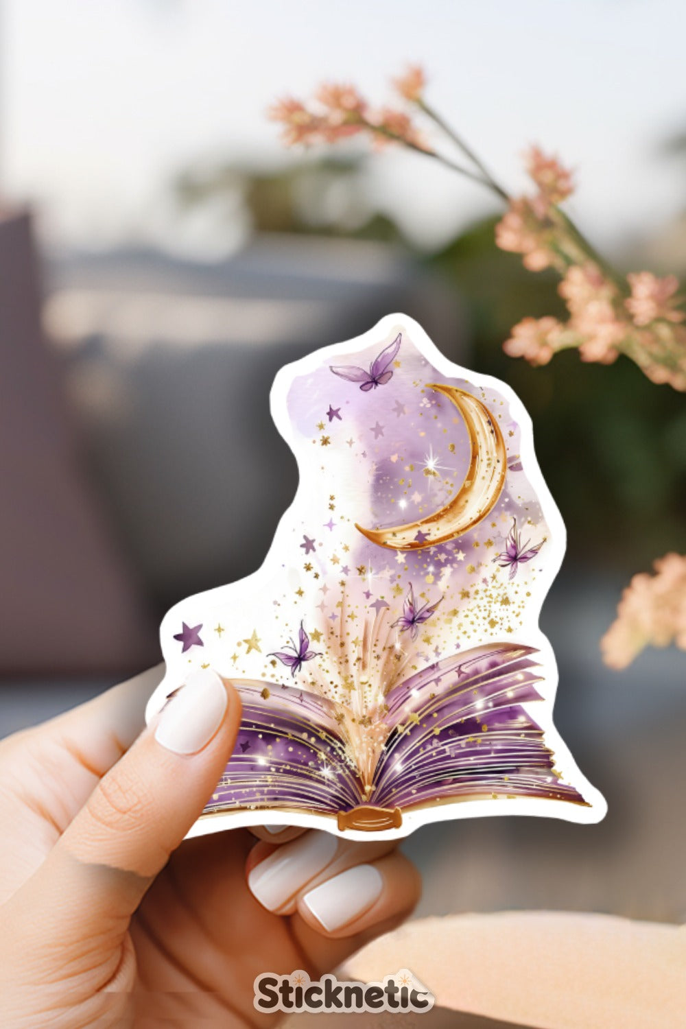 Magical Book with Moon and Butterflies Sticker product