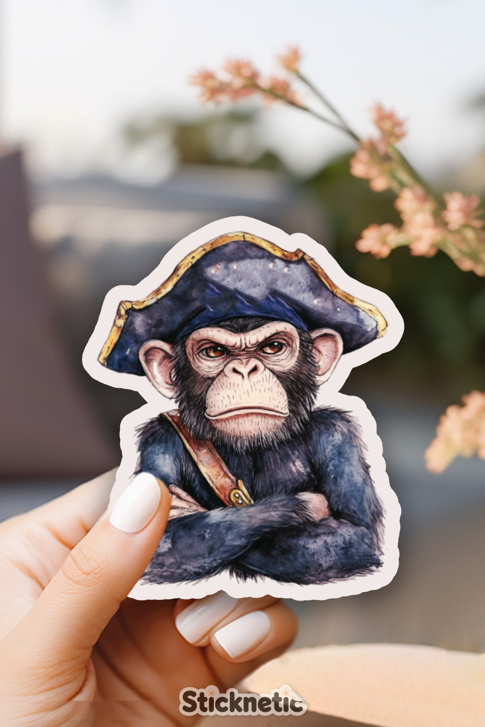 Grumpy Pirate Monkey Sticker design for decoration product