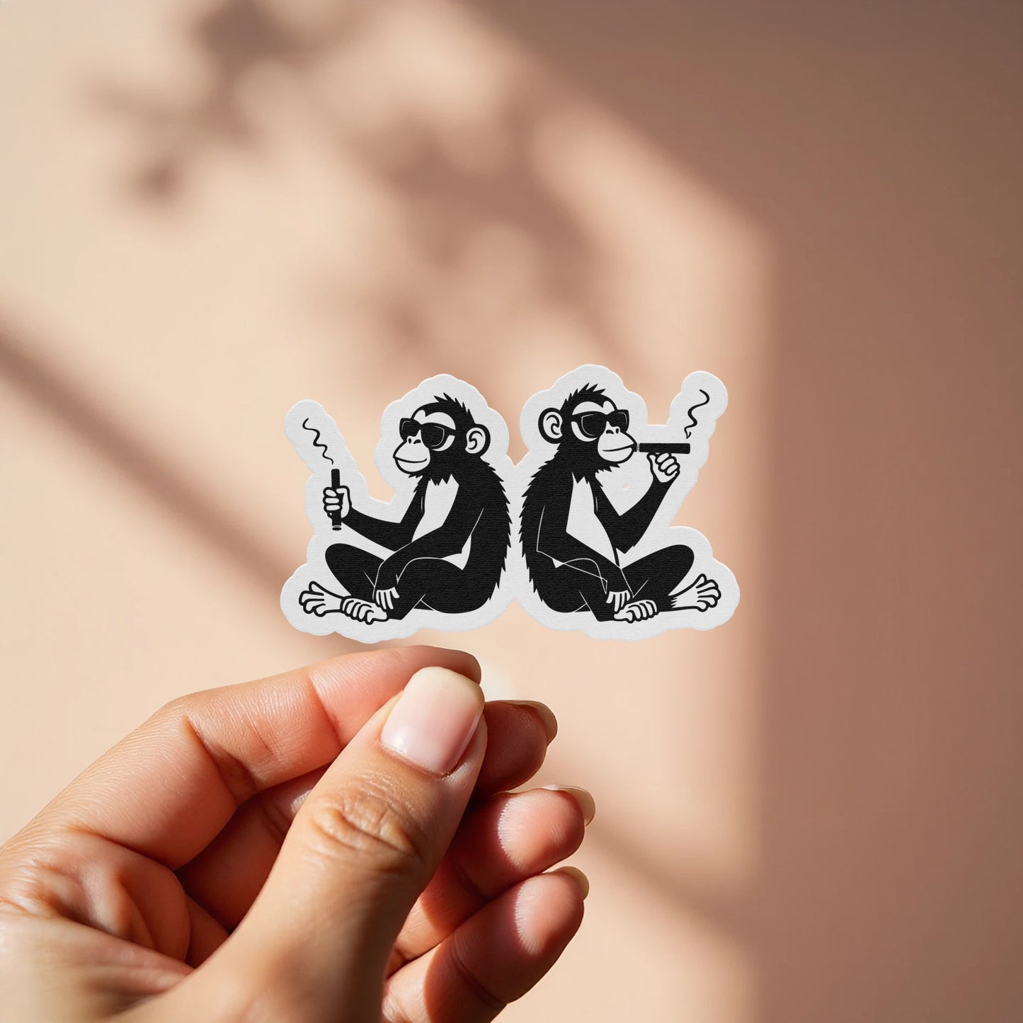 Smoking Monkeys Sticker Cartoon Fun Art product