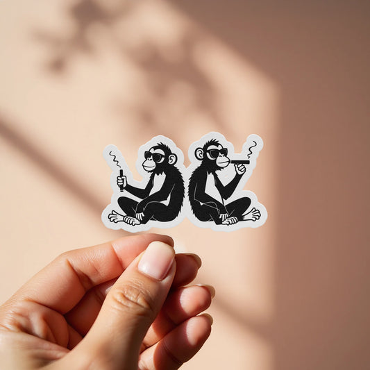 Smoking Monkeys Sticker Cartoon Fun Art product