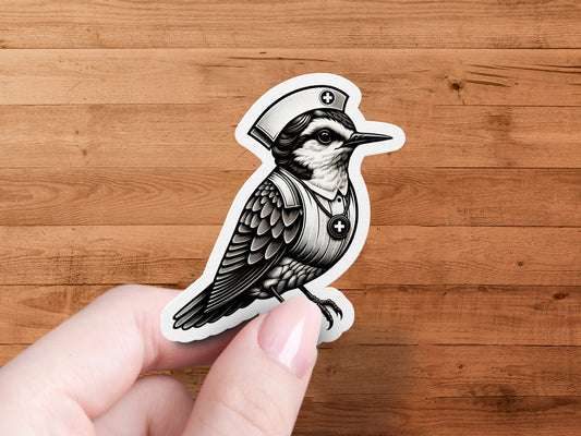 Nurse Bird Sticker, Vinyl Waterproof Decal, Cute Nursing Themed Bird, Unique Gift for Nurses, Bird Lover Gift, Medical Nurse Accessories