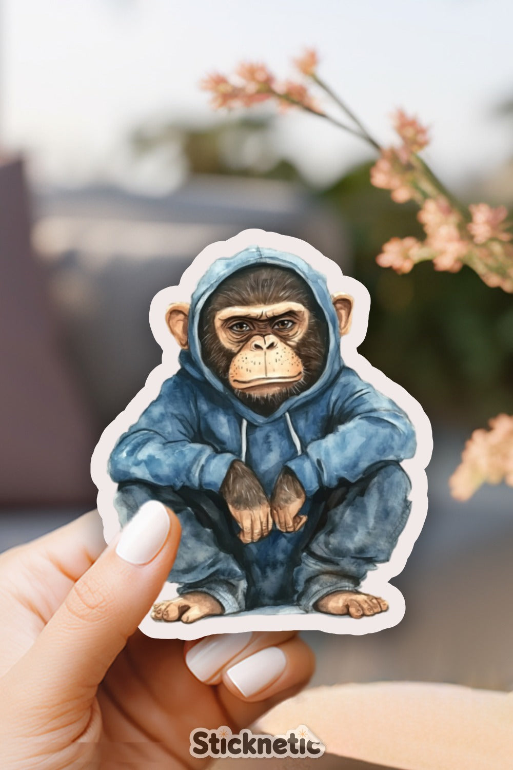 Cute Monkey in Hoodie Design Sticker product type
