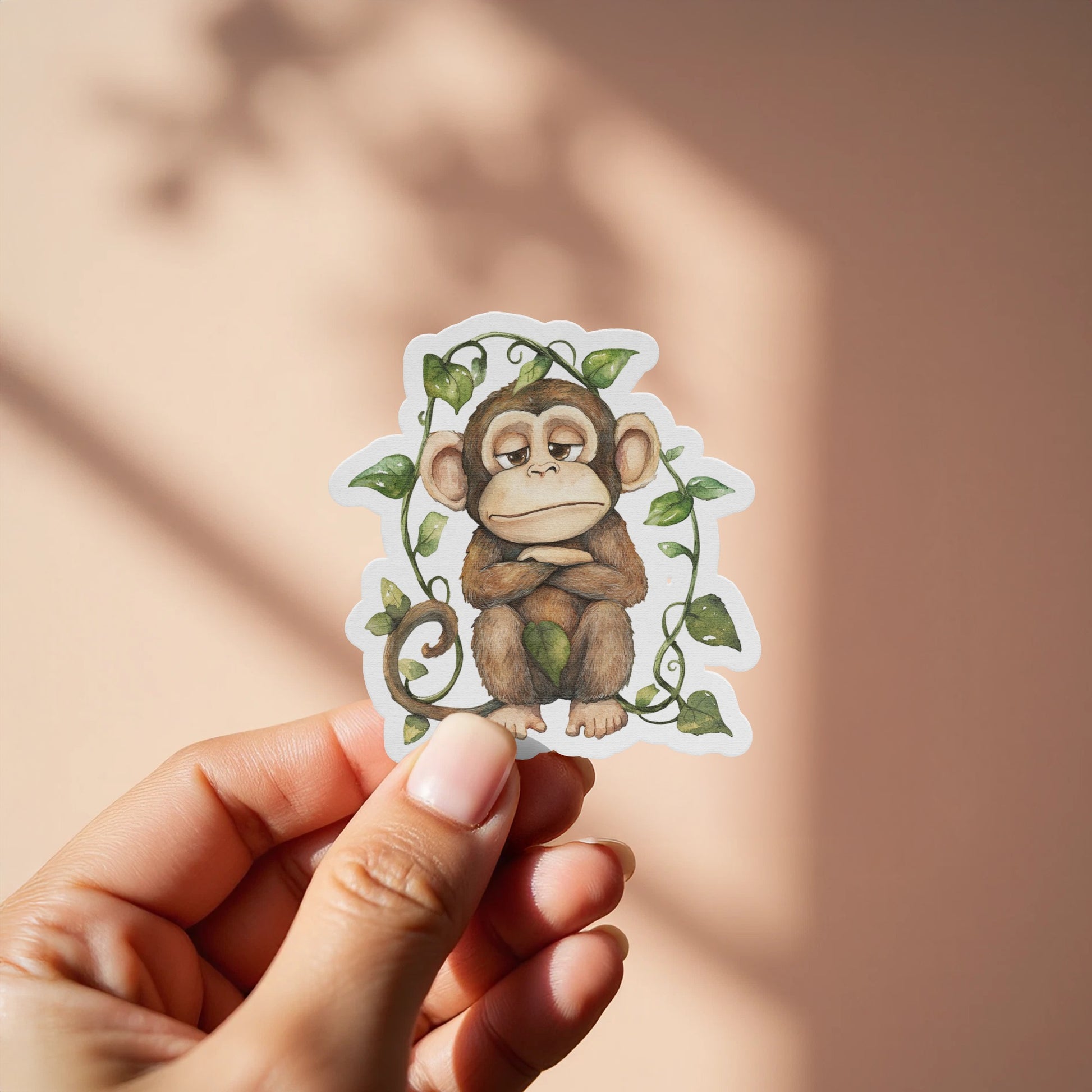 Cute Monkey Surrounded by Vines Sticker product