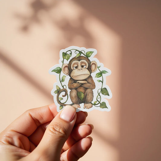 Cute Monkey Surrounded by Vines Sticker product