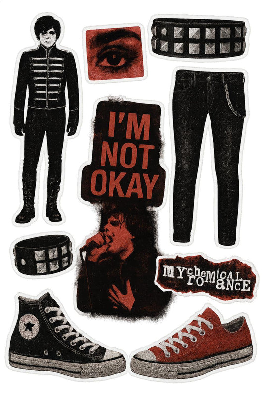 My Chemical Romance Band Stickers, Emo Rock Music Decals, Vinyl Waterproof Sticker Pack, Fan Merchandise, I'm Not Okay
