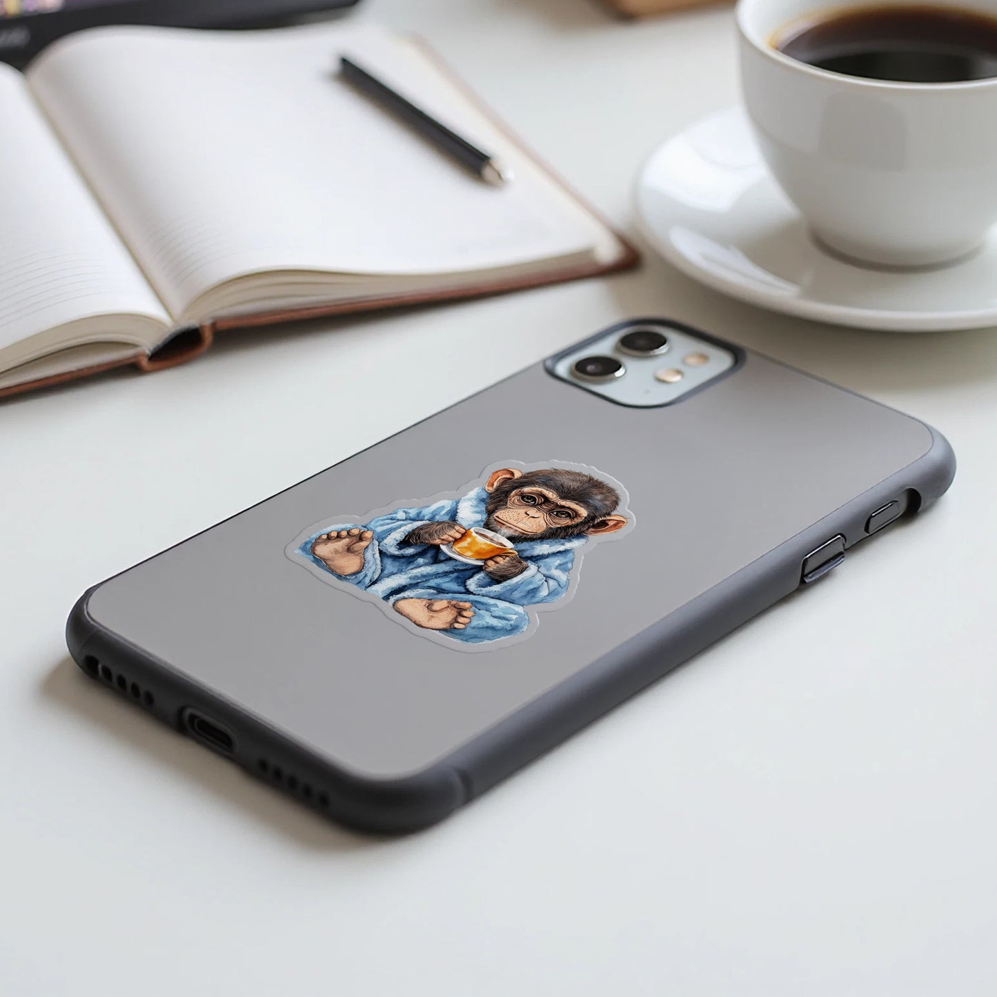 Cute Chimpanzee Drinking Coffee Phone Case product