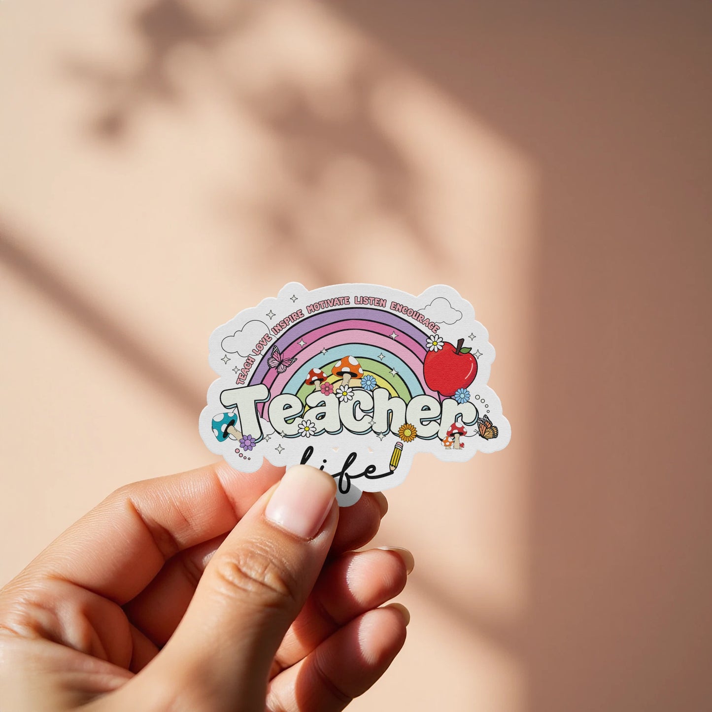 Teacher Life Rainbow Sticker Colorful Fun product