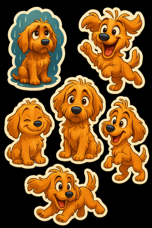 Cartoon Dog Stickers Set, Cute Puppy Decals, Vibrant Animal Illustrations, Playful Dog Stationery Decor, Gift for Kids