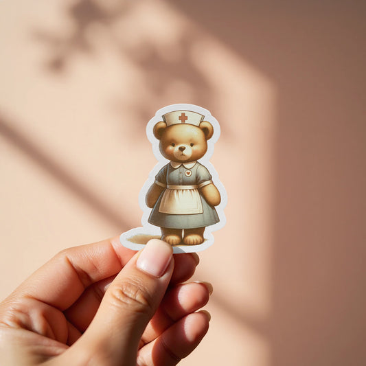 Adorable Nurse Bear Sticker for Lovers of Cute Product