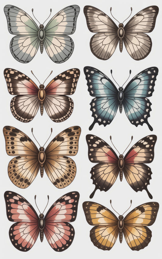 Vintage Butterfly Illustration Wall Art, Colorful Insect Prints, Nature Home Decor Set