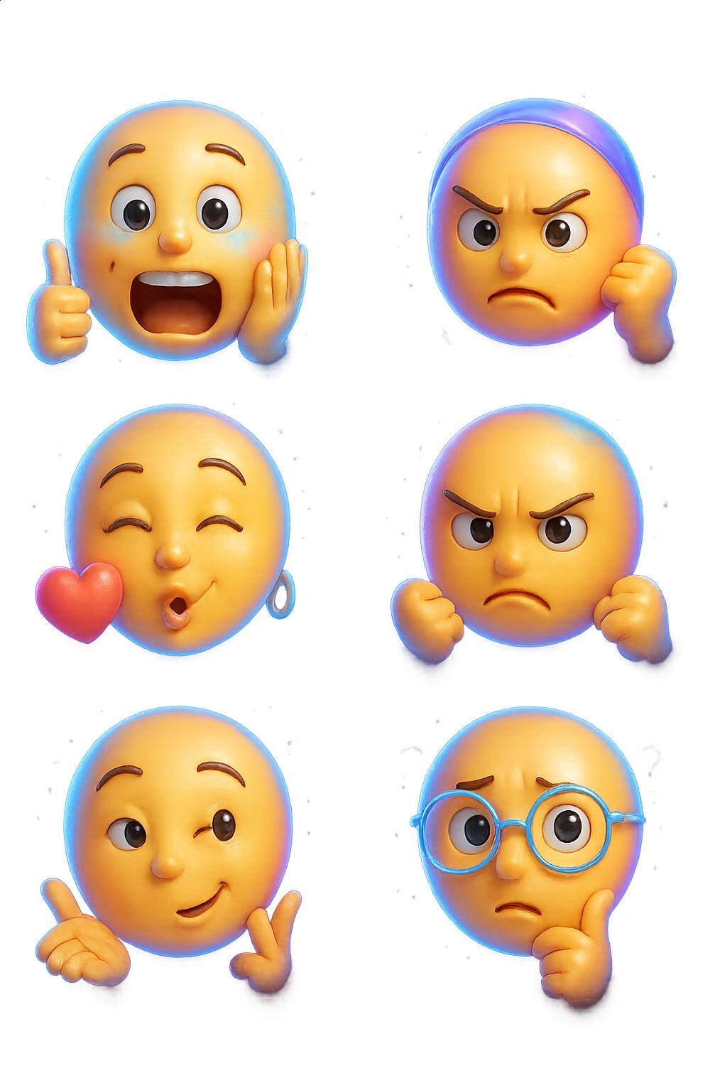 Emoji Stickers Pack, Variety Expressions, Cute Cartoon Faces, Waterproof Vinyl, Laptop and Phone Decoration, Fun Gift Idea