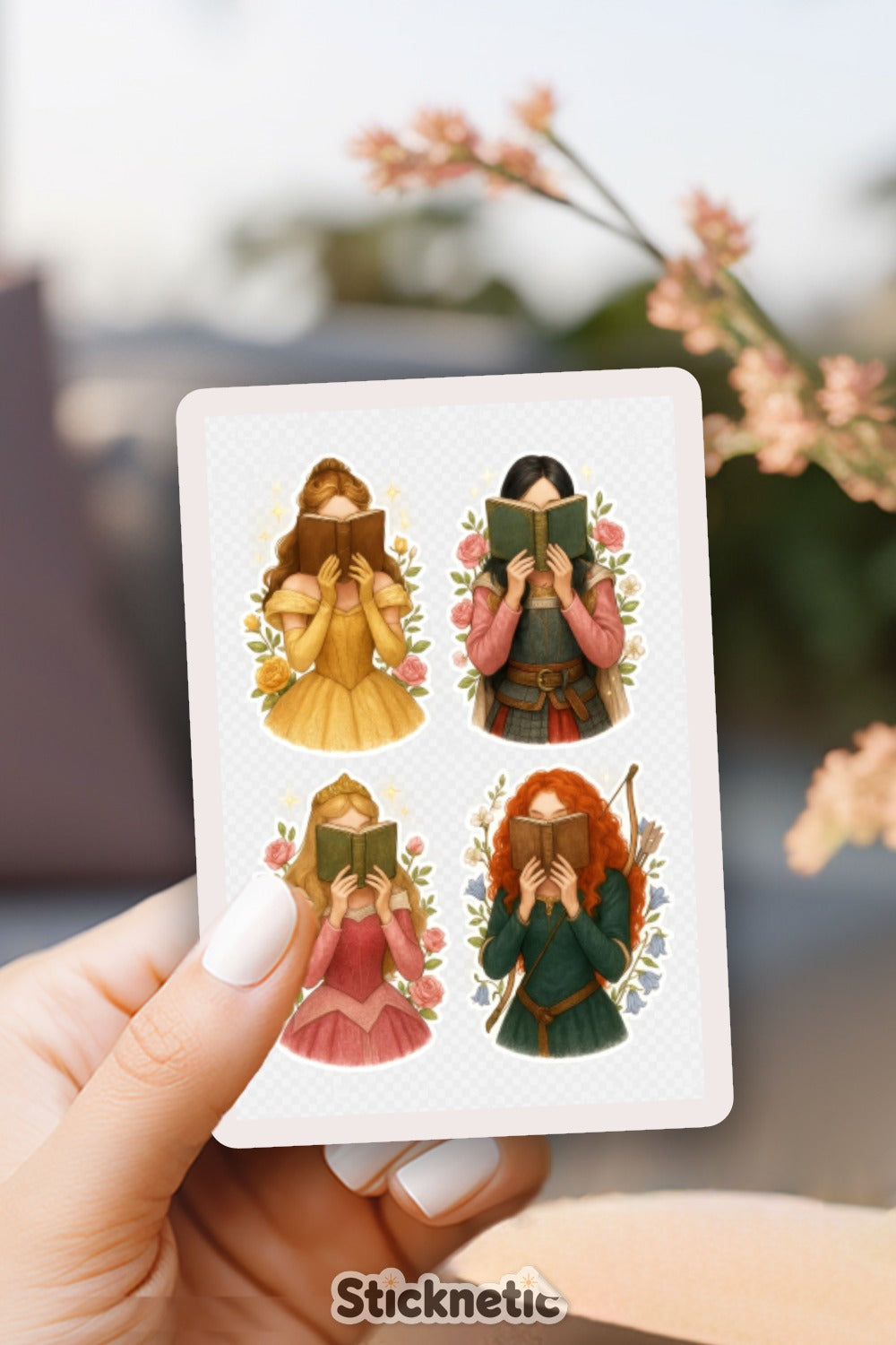 Vintage Inspired Reading Women Stickers, Decorative Feminine Book Lover Decals, Planner and Journal Accessories, Gift for Readers