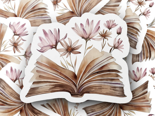 Open Vintage Book with Flowers Artistic Sticker product