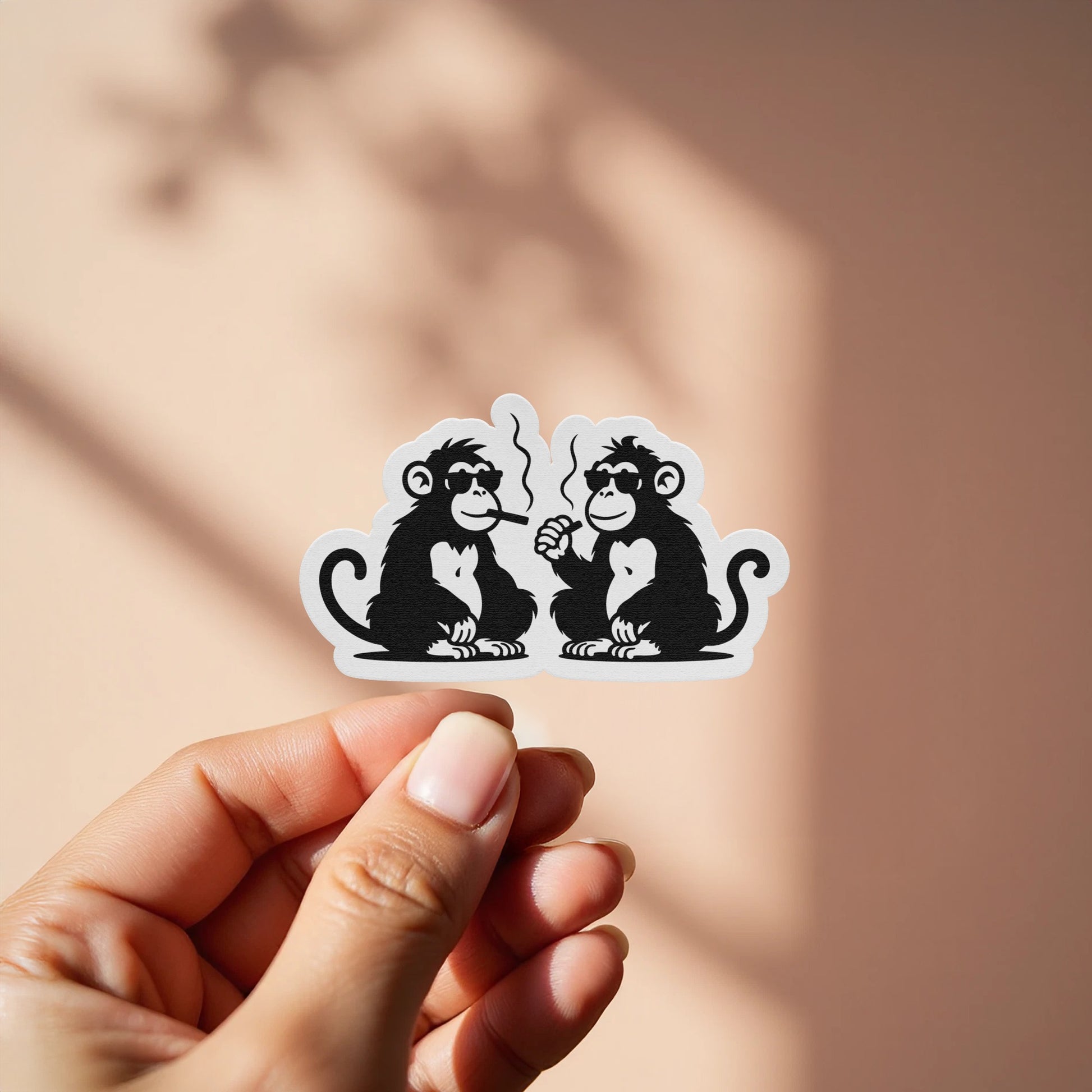 Two Smoking Monkeys Sticker Fun Novelty Product