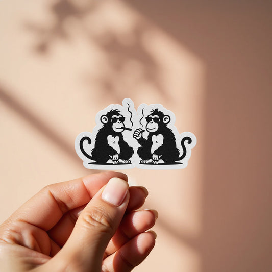 Two Smoking Monkeys Sticker Fun Novelty Product