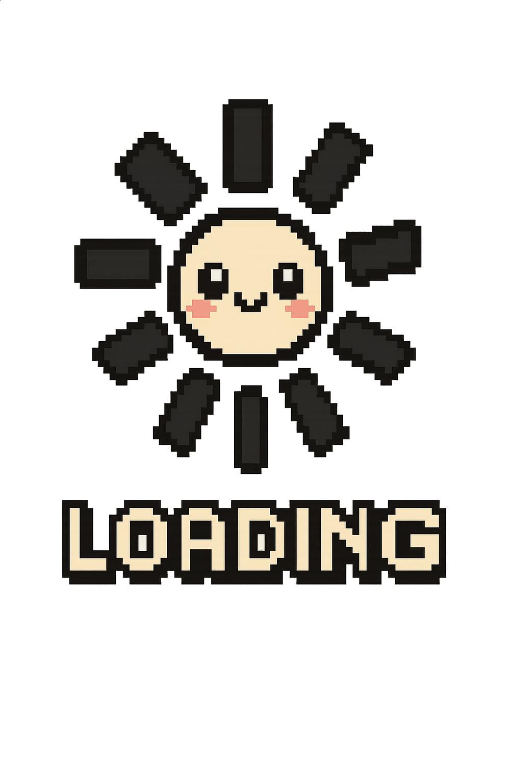 Retro Pixel Art Loading Sun Icon Graphic T-Shirt, Digital Download, Cute Nostalgic Design