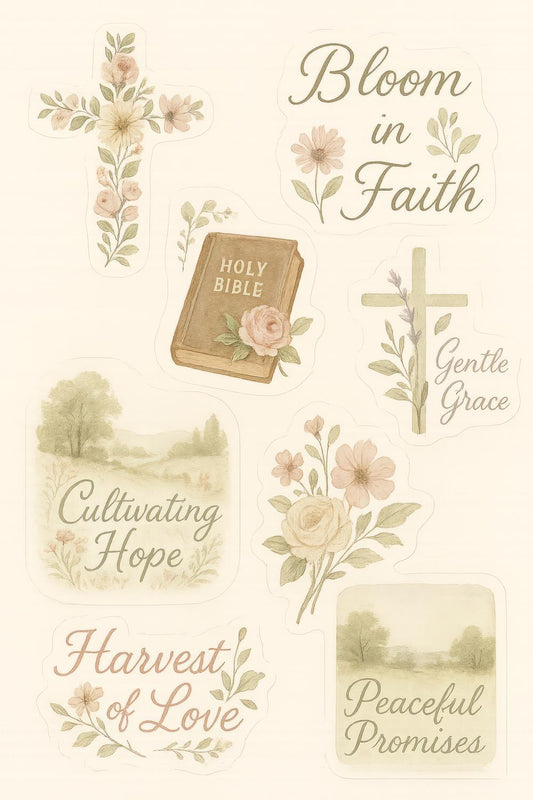 Christian Watercolor Art Prints, Bible, Cross, Floral Designs, Religious Wall Decor, Faith Inspired, Set of Six
