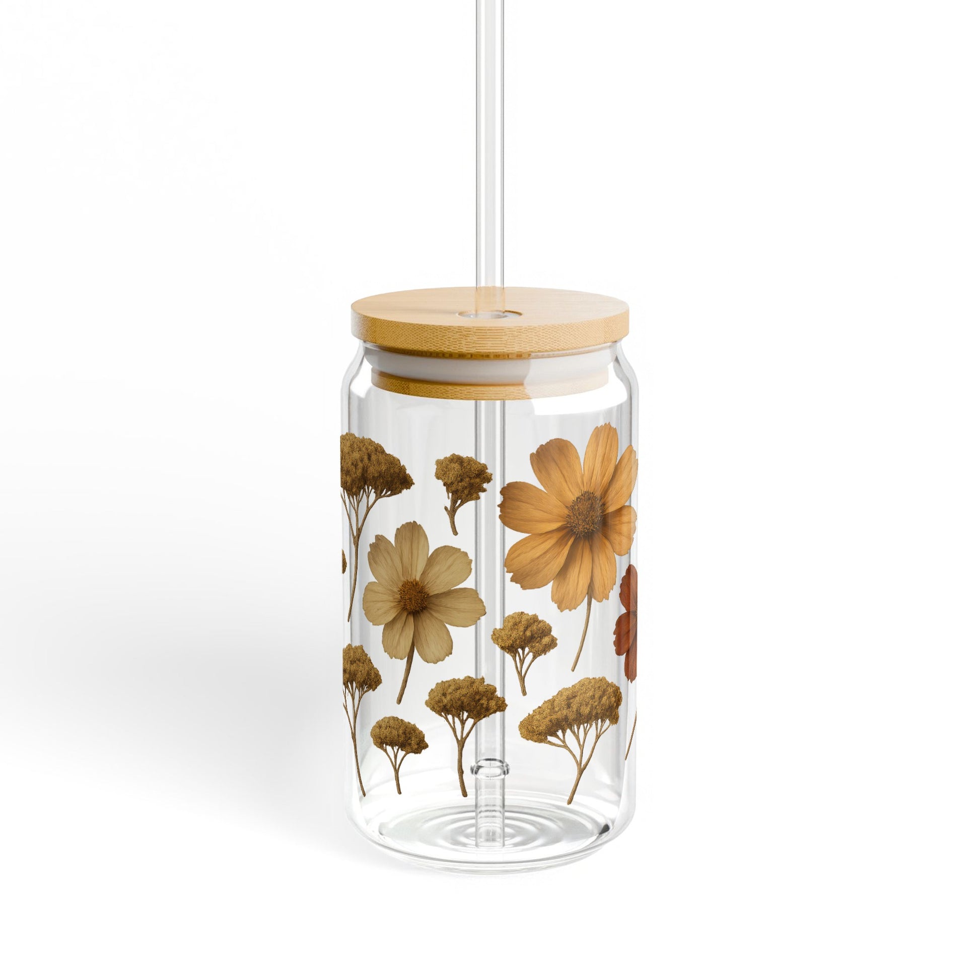 Floral Glass Hummingbird Feeder with Bamboo Lid, Handcrafted Outdoor Garden Decor, Unique Bird Feeder Gift