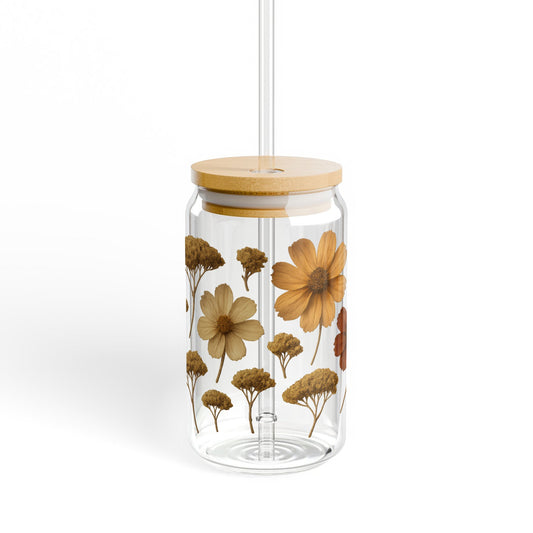 Floral Glass Hummingbird Feeder with Bamboo Lid, Handcrafted Outdoor Garden Decor, Unique Bird Feeder Gift