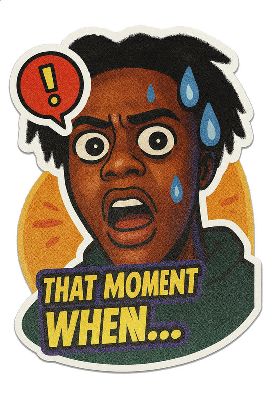 Colorful Expressive Cartoon Sticker, Shocked Face Reaction, Vibrant Emotional Decal, Unique Waterproof Vinyl, Eye-Catching Graphic Art