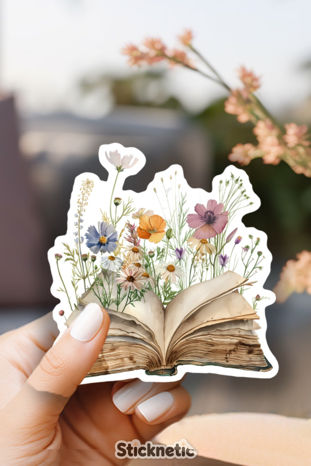 Floral Blooming Wildflowers in Book Sticker product