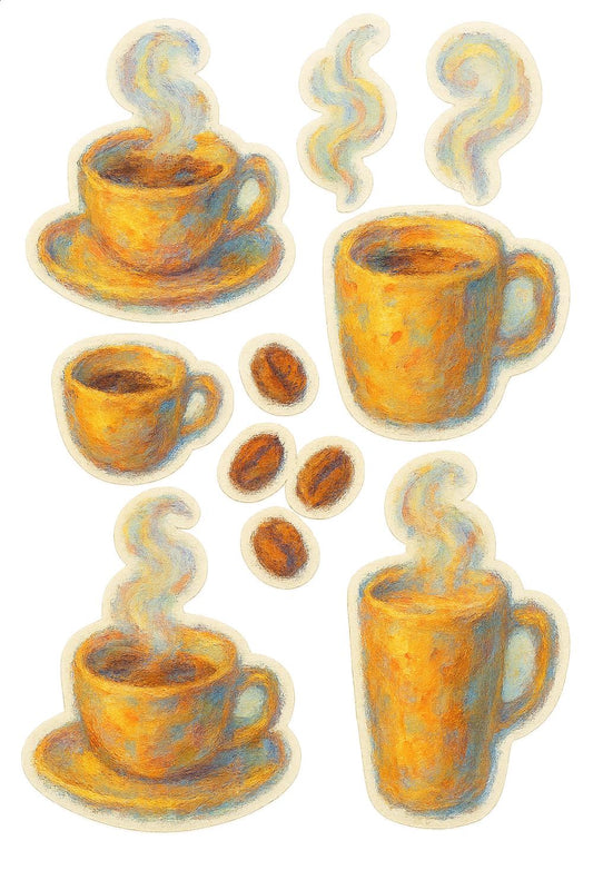 Vintage Style Coffee Cup Art Print, Warm Tones Kitchen Decor, Rustic Cafe Wall Art, Pastel Drawing Coffee Lovers Gift