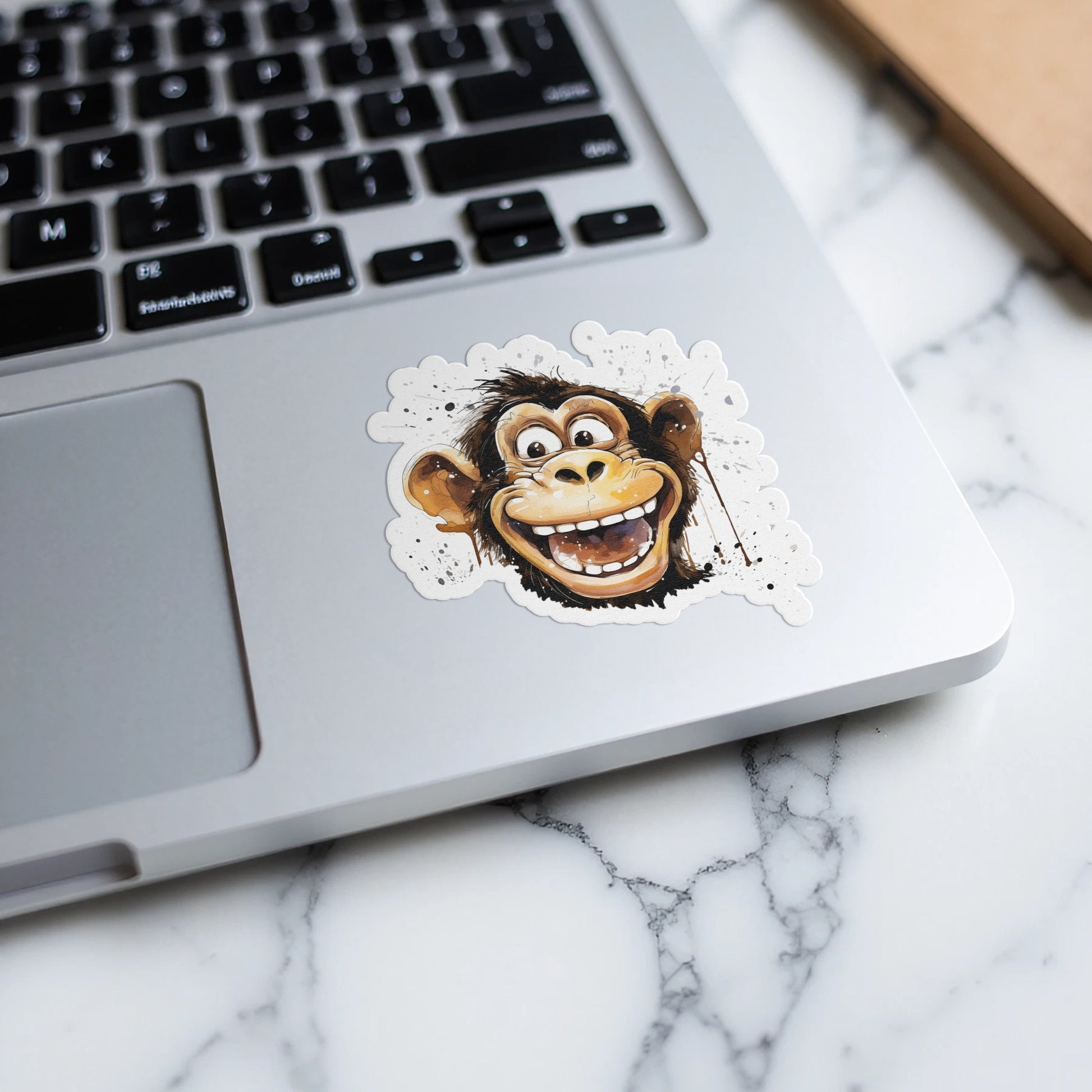 Funny Cartoon Smiling Monkey Face Sticker product