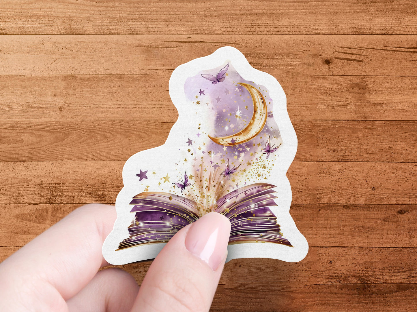 Magical Book with Crescent Moon and Stars Sticker product