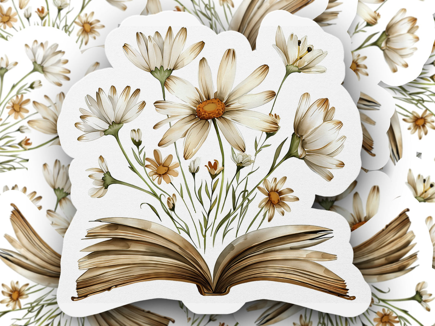 Whimsical Floral Open Book Illustrated Sticker product type