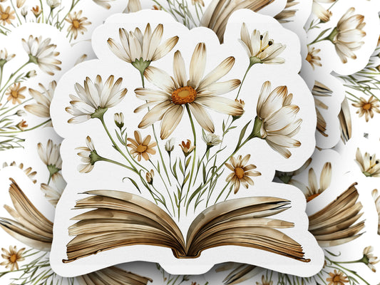 Whimsical Floral Open Book Illustrated Sticker product type