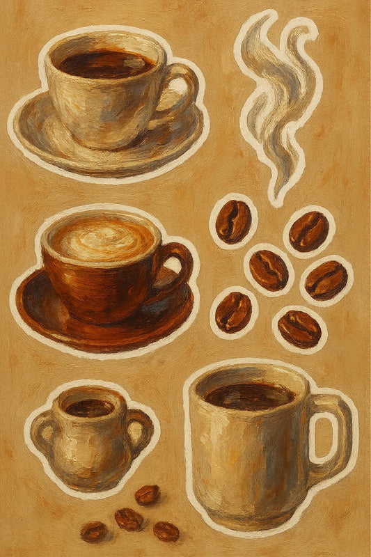 Coffee Art Print, Kitchen Wall Decor, Cafe Painting, Espresso Latte Art, Coffee Beans Illustration, Rustic Home Decor